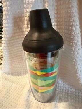 Travis Multicolor Striped Drink Shaker with Black Lid